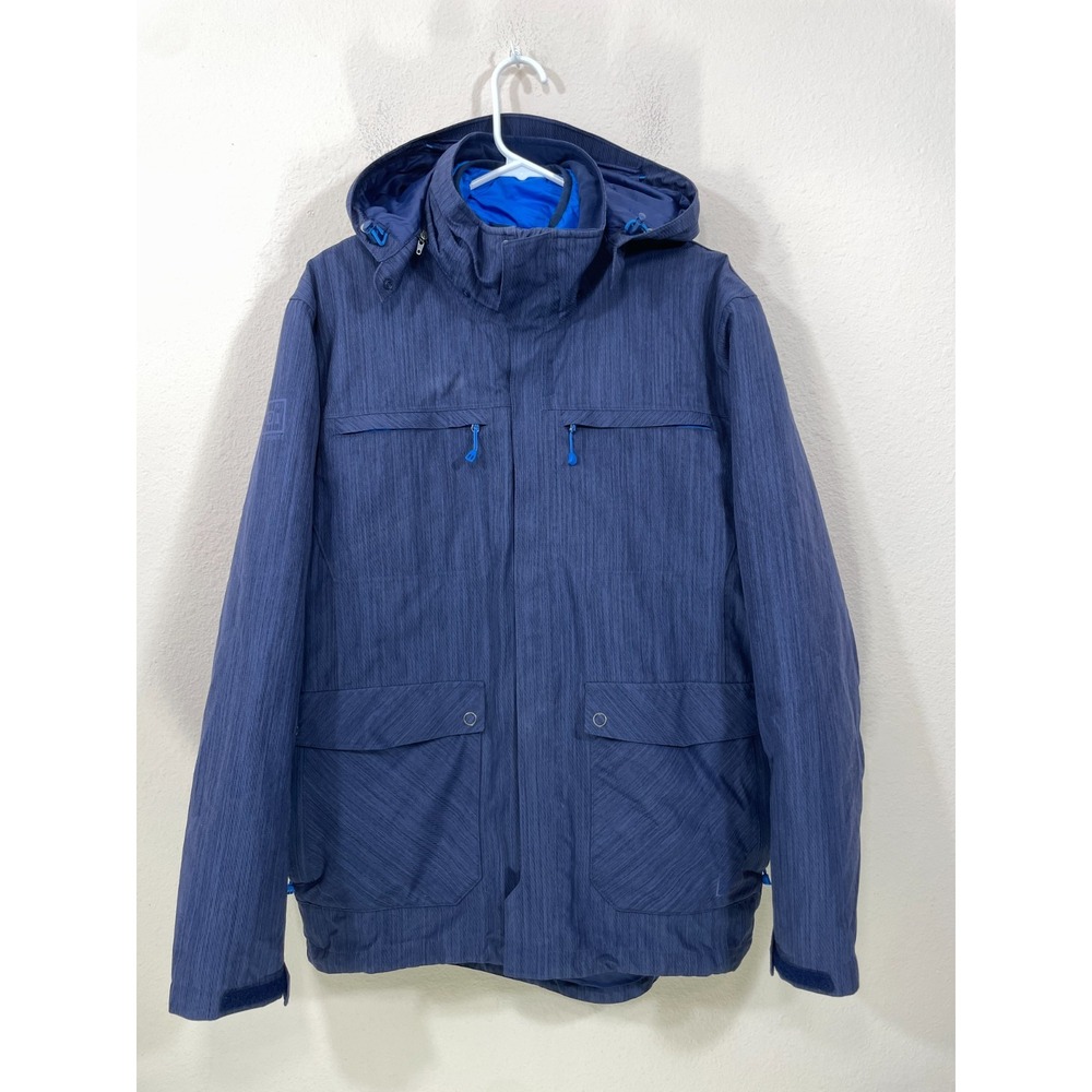 REI Mens Medium  E1 Elements‎  2 in 1 Jacket Nylon Shell Zip-Off Liner Blue Navy
